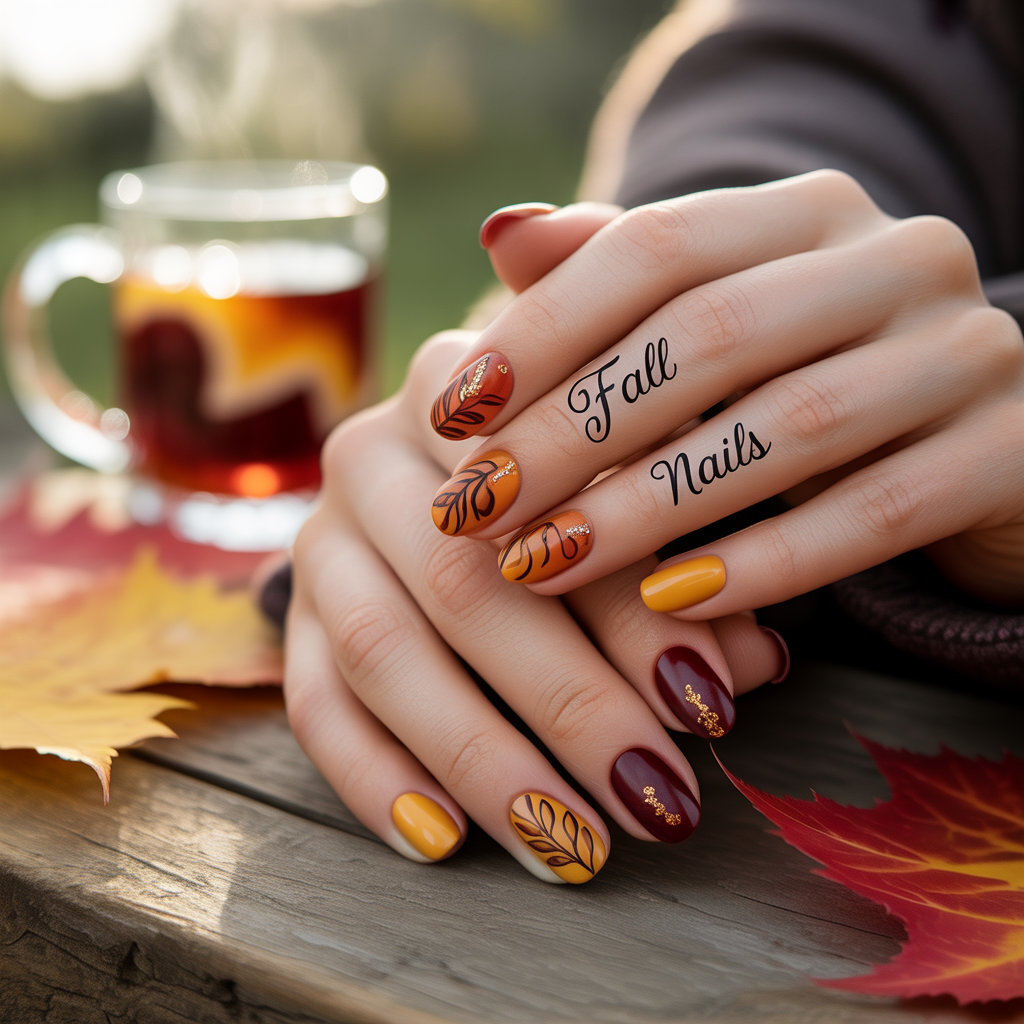 Fall Nails 12 autumn fall nails short