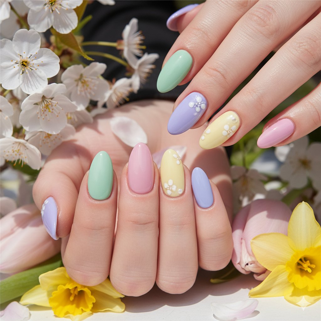 Nail Designs 5 black fake nails with design