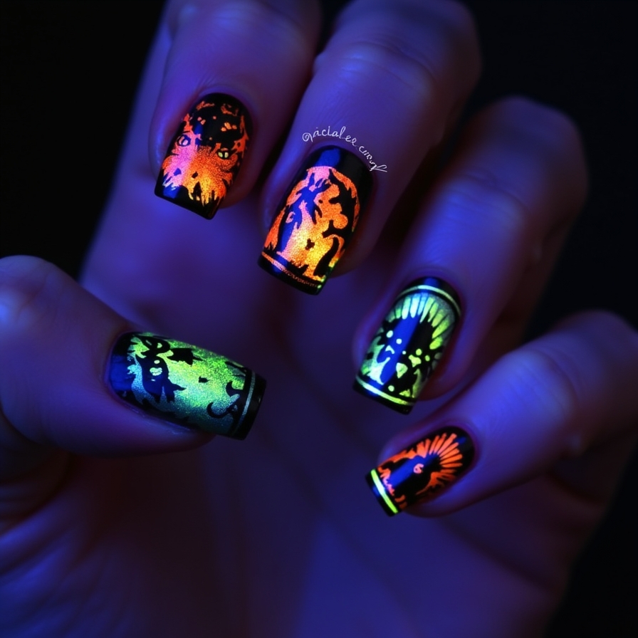 Halloween Nails 6 black halloween nails